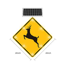 Generic 24" Solar Powered LED Flashing Deer Crossing Sign Yellow