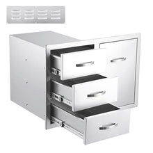 Pisumsativum Kitchen Drawer Combo Cabinet 33''W x 22''H x 22''D, BBQ Stainless Steel Drawers, Enclosed Built-in Drawer, Perfect for BBQ Grill Station Outdoor Kitchen Storage Cabinet