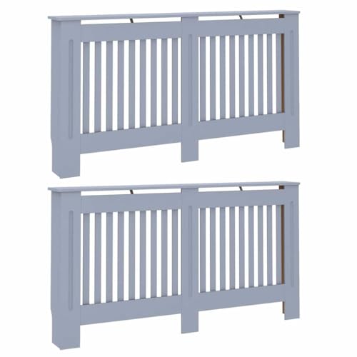 Engineered Wood Radiator Cover 2 Pcs Grey 59.84x7.48x32.09 In