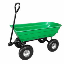 Garden Dump Cart 75l 350kg Heavy Duty Garden Cart Wagon, 4 Wheel Wheelbarrow with Pneumatic Tires, Utility Yard Dump Wagon for Lawn Garden Farm Use