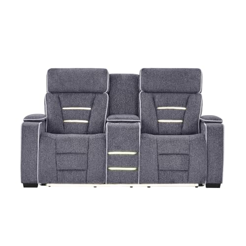 U1895 Grey P2 Console Reclining Loveseat With IS and LED