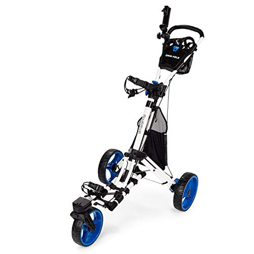 Founders Club Swerve 3 Wheel Push Pull Golf Cart White Blue