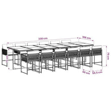 XHNIFBN 12-Seater Garden Dining Set, Large Outdoor Wicker Patio Furniture Set with Cushions and Tempered Glass Tabletop, PE Rattan Dining Table and Chair Set for Terrace, Black and Cream
