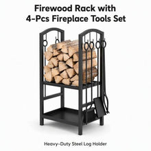 DFTDFYXY Firewood Rack with 4-Pcs Fireplace Tools Set, Heavy-Duty Steel