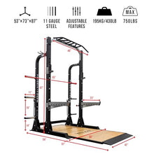 Valor Fitness Squat Rack with Pull Up Bar Weight Cage - 750lb Capacity -Plate & Barbell Storage