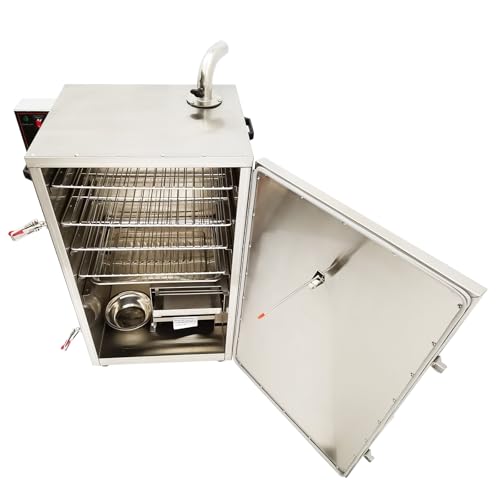 IntXanth Electric BBQ Meat Smoker Commercial Vertical Digital Side Wood Chip Loader Grill Sausage Smoke Oven 5 Detachable Racks 110V 95-248℉