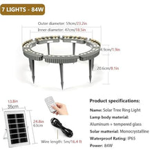 QICBYING Solar LED Tree Ring Lights, Outdoor Landscape Spotlight, Tree Hug Spotlight, IP65 Weatherproof Solar Powered Garden Lighting, for Palm, Orchard Trees, Yard Lighting(Blue Light,84W)