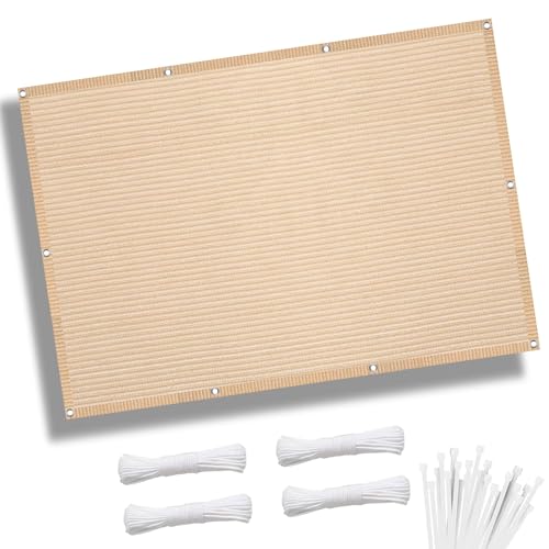XBTGS 3.6 x 6.5m Cream Sun Shade Sail for Greenhouse Garden with Eyelets and Mounting Ropes Breathable Anti,Cream Color-4x9.5m,Cream Color-4x9.5m