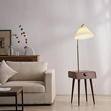 LUYOUBOZHU Floor Lamp Floor Lamp with Table, 3-Color Temperature Table Lamps for Living Room, Bedroom, Modern Floor Lamp with Drawer(Brown)