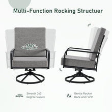 Furnimart 360° Swivel Rocker Patio Chairs Set of 2 with Coffee Table, 3-Piece Patio Furniture Set for Apartment Balcony Small Space, Heavy Duty Metal Outdoor Bistro Set (Gray)