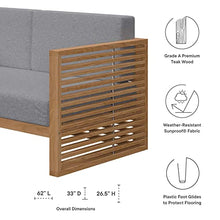 Modway Carlsbad Outdoor Patio Teak Wood Loveseat in Natural Gray
