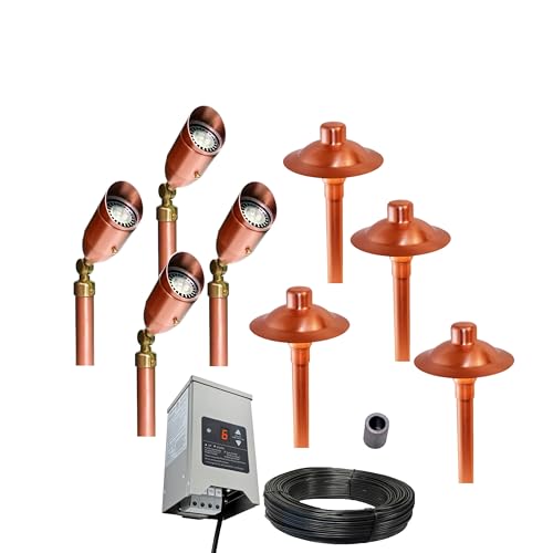 P.M. LIGHTING CS8100-LED Professional Series 8-Light Landscape Lighting System Copper