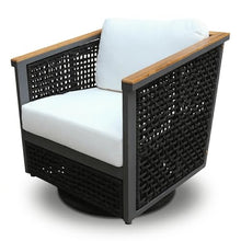 East Green Linden Teak and Aluminum Patio Swivel Chair with Cushions - Weather-Resistant Outdoor Seating
