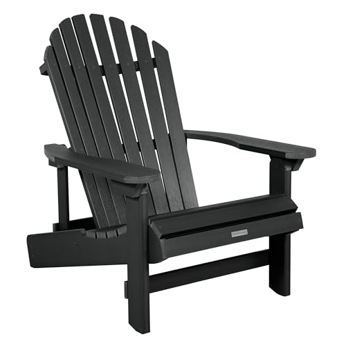 highwood Hamilton Folding and Reclining King Size Adirondack Chair, Black