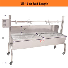 DEWOSEN 50W Rotisserie Grill With Wind Screen - 51 Inch BBQ Outdoor Pig & Lamb Spit Roaster - 132LBS/60KG Stainless Steel Charcoal Spit Rotisserie Grill for Camping & Outdoor Barbecue