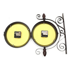 EHVYBDX Clocks Outdoor Waterproof, Classical Double-Sided Rotation Metal Rack Outdoor Clocks for The Garden Wall Mounted Battery Powered