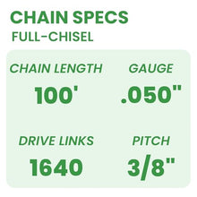 BYANE 100-Foot Chainsaw Chain Bulk Reel 3/8" Pitch .050" Gauge