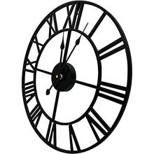 CUTPOIY Wall Clock,Outdoor Clock,Garden Clock,Oversized Rome Numeral Decorative Art Classic Metal Wall Clock, Indoor Silent Clock for Living Room Decor, Fireplace, Office(Black-31.5inch)