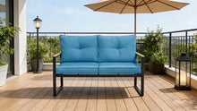 Seeheool Outdoor Patio Furniture Loveseat Sofa, All-Weather Metal Steel Patio Couch with 4" Thick and Soft Cushion for Balcony, Porch, Backyard