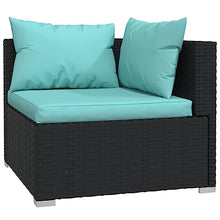 10 Piece Outdoor Patio Furniture Set with Cushions, Black PE Rattan Sectional Sofa Waterproof Garden Lounge Set for Backyard, Poolside, Includes 10 Seat & 15 Back Pillows, Easy Assembly