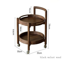 DINBOZ26X Living Room Table Wheeled Wooden Sofa Side Table Movable Small Round Retro Minimalist Trolley Storage Shelf Outdoor Side Table(Large)