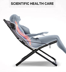Reclining Chair Folding Zero Gravity Lounge Chair Oversize Deck Chairs For Garden Outdoor Patio Sun Loungers Bed Recliner With Head Pillow Loading Up To 200Kg Black Strips
