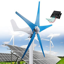 SAIYERUS Wind Turbines, 5 Blade Professional Wind Turbines Small Windmill Generator 12000W Industrial, Solar and Wind Power Parts and Accessories, 3 Phase AC Permanent Magnet Generator,Blue-12V