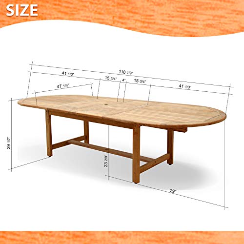 Brampton Certified Teak 9-Piece Outdoor Dining Table Set Brown