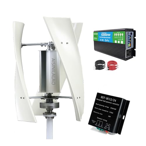 AISINILALAO 20000W Low Noise 12V-48V Wind Turbine Generator, Low Vibration 3-Phase AC Permanent Magnet Alternator, Automatic Windward Yawing + Brake System,48v