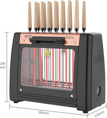 Skewers Barbecue Smokeless Grill,360 Automatic Rotating Lamb Skewers Vertical Grill,2 Stage Temperature Control, Indoor Kitchen Portable Grill