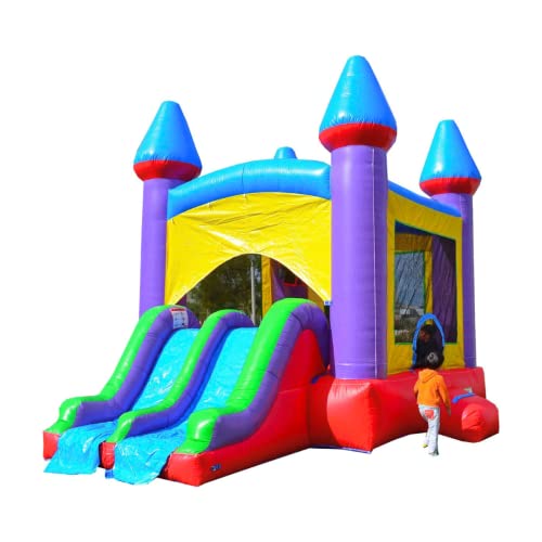 HERO KIDDO Jelly Bean Castle Bounce House with Dual Slide Red/Yellow/Purple/Blue