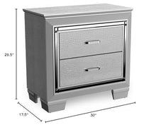 BOWERY HILL 2-Drawer Contemporary Wood Nightstand Silver