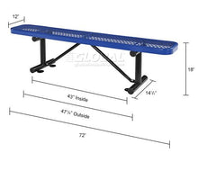 Global Industrial 6'L Heavy Duty Expanded Metal Mesh Flat Bench, Blue