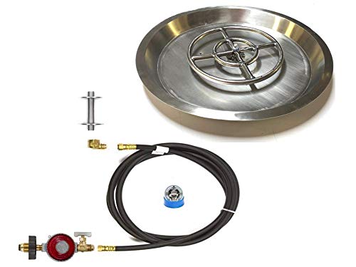 EasyFirePits Basic Propane Gas Fire Pit Ring Burner Pan & Full Combo Connection Kit (22.00, 12" Ring Round Pan)