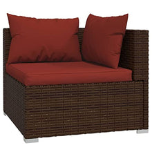 HEFZGDB 9 Piece Patio Lounge Set with Cushions Poly Rattan Brown Outdoor Patio Furniture Set Patio Furniture Set Patio Table and Chairs Set Suitable for Garden, Living Room, Poolside.