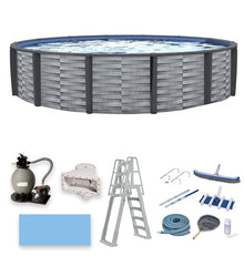 Blue Wave NB19835 Affinity 30-ft Round 52-in Deep 7-in Top Rail Resin Above Ground Swimming Pool Gray