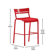 Flash Furniture Commercial Grade Metal Indoor/Outdoor Barstool, Red, 2-Pack
