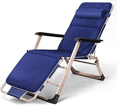 sdneNest Folding Deck Chair Zero Gravity Recliner Chairs Padded Seat Adjustable Patio with Lumbar Support Pillow Multicolor Optional Sun Lounger Garden-One Size_Navy.Navy-One Size