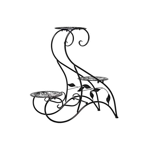SIDUFHAOPKLL 3 Tiers Wrought Iron Plant Stand Minimalist Flower Pot for Home Decor Display Shelf-Coffee(E)