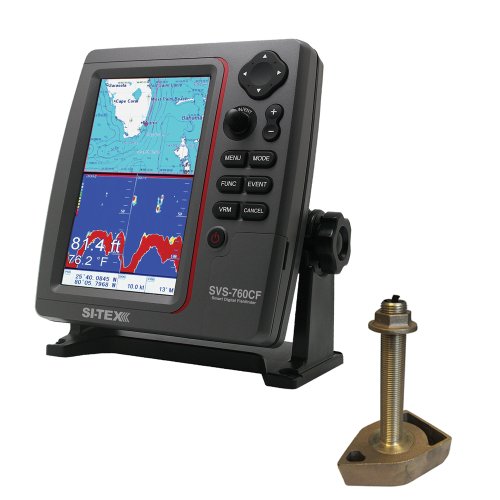 Si-Tex SVS-760CF Dual Frequency Chartplotter/Sounder Kit with Bronze Thru-Hull Temp Transducer