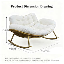 Apk i bc Double Casual Sofa Chair, Modern Outdoor Rocking Chair, Hand-Woven, Safe and Sturdy, Suitable for Garden, Load Capacity 300KG(Yellow,152 * 98 * 72)
