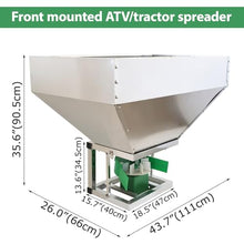 DINENOVATE Electric Broadcast Spreader 42.3gal ATV Stainless Steel Tractor Front Mount Fertilizer Spreader 12V 150W Horizontal Motor for Pasture, Lawn, Farmland