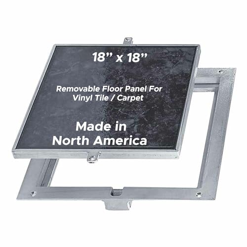 Best 18” x 18” Removable Floor Access Panel with a 1/8” Recess for Vinyl Carpet/Tile, High-Grade Smooth Aluminum Floor Access Door Secured with 1/4" x 1" Flat Head Screws, Mill Finish,BA-FT-8080