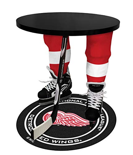 Team Tables Detroit Hockey Table Black Table Top with Detroit Red Wings Mat