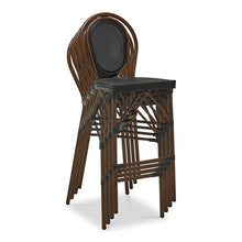 Euro Style Erlend Indoor/Outdoor Bar Stool | Modern French Bistro Style | Stackable, Weather-Resistant Seating for Patio, Bar, Restaurant, Cafés, Wineries, Balcony, Poolside | Black/Brown | Set of 1