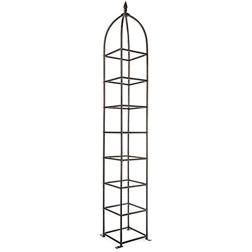 H Potter 8 Ft Garden Obelisk Trellis - Metal Rose Tower & Ground Stakes