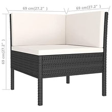 HEFZGDB 6 Piece Patio Lounge Set with Cushions Poly Rattan Black Porch Furniture Patio Table and Chairs Set Outdoor Patio Set Suitable for Lawn, Garden, Poolside.