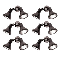 Ciata 15" Outdoor Security Flood Light 2 Head with Heavy Duty Cast Aluminum Body 150W PAR38 Weather Proof Black Finish - 6 Pack