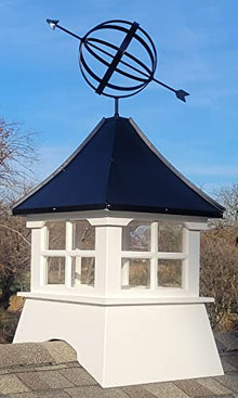 Accentua Monterey Cupola with Armillary, 24 in. Square, 54 in. High, White and Black
