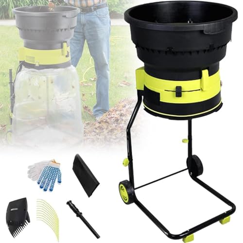 TYBJLXF Electric Garden Leaf Mulcher and Shredder with Wheels,Rake,and Storage Bag 8000RPM for Efficient Yard Cleanup (Powercord×50m)